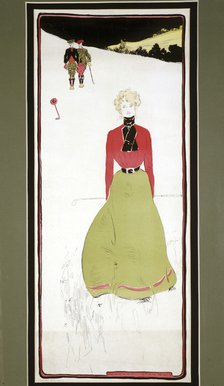 Lady golfer in period dress, c1905. Artist: Penrhyn Stanlaws