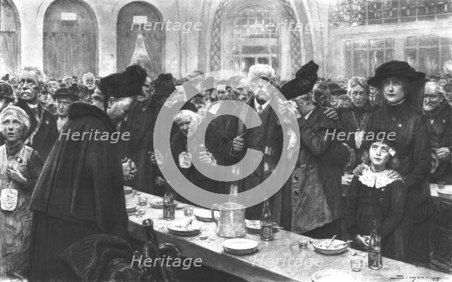 ''Rapatries a Evian; en ecoutant la "Marseillaise" on chante, on pleure, on prie…. !', 1917. Creator: J Simont.