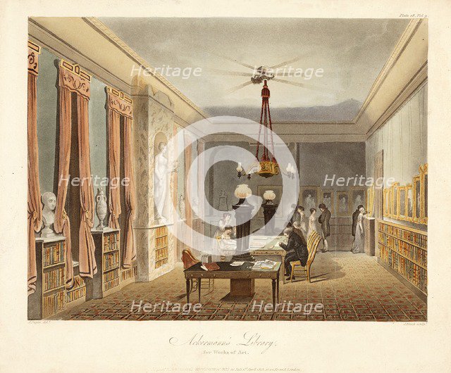 Ackermann's Library for Works of Art, pub. 1815. Creator: Augustus Charles Pugin (1762 - 1832) after.