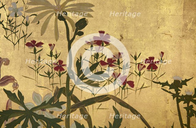 Screen with spring and summer flowers, 1st half of the 18th century. Creator: Watanabe Shiko.