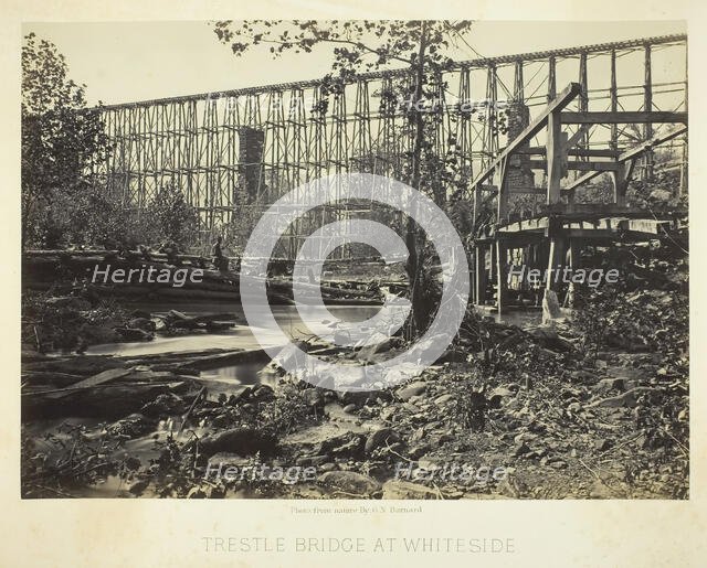 Trestle Bridge at Whiteside, 1864. Creator: George N. Barnard.