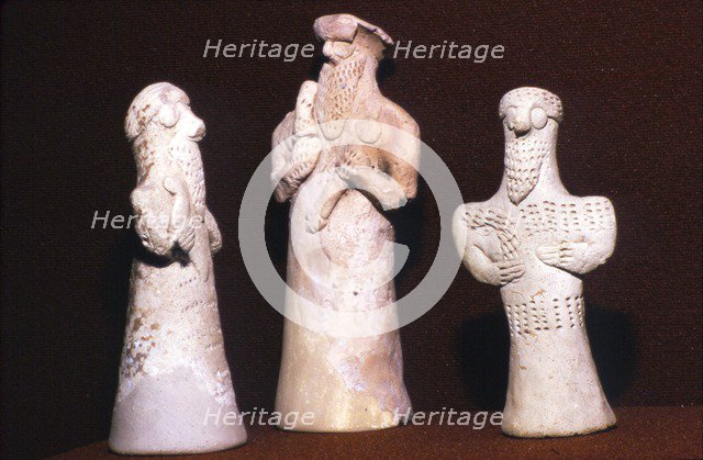 Terracotta group of King and Priests, Third Dynasty of Ur, 2100 BC-2000 BC.  Artist: Unknown.