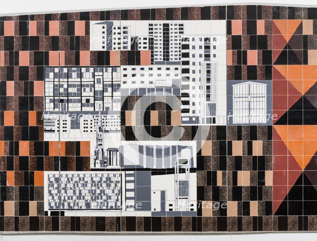 Tiled mural by Gordon Cullen, Coventry, West Midlands, 2014. Artist: Steven Baker.