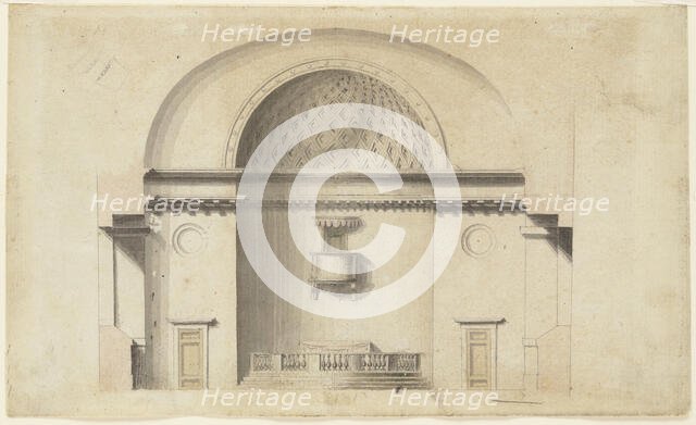 Cross-section of a chapel (?); verso: Pavillion in Neogothic style, ca. 1800. Creator: Anon.