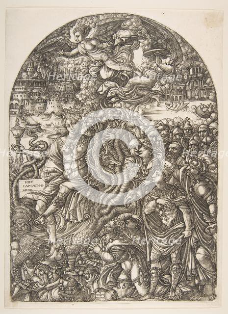 The Babylon Harlot seated on the Seven-Headed Beast, from the Apocalypse.n.d. Creator: Jean Duvet.