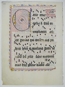 Manuscript Leaf with Initial C, from an Antiphonary, German, second quarter 15th century. Creator: Unknown.