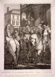 Departure of the Canterbury Pilgrims, Borough High Street, Southwark, London, 1787. Artist: T Hogg 