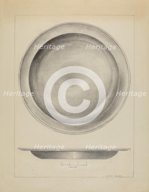 Pewter Deep Plate, c. 1937. Creator: Hester Duany.
