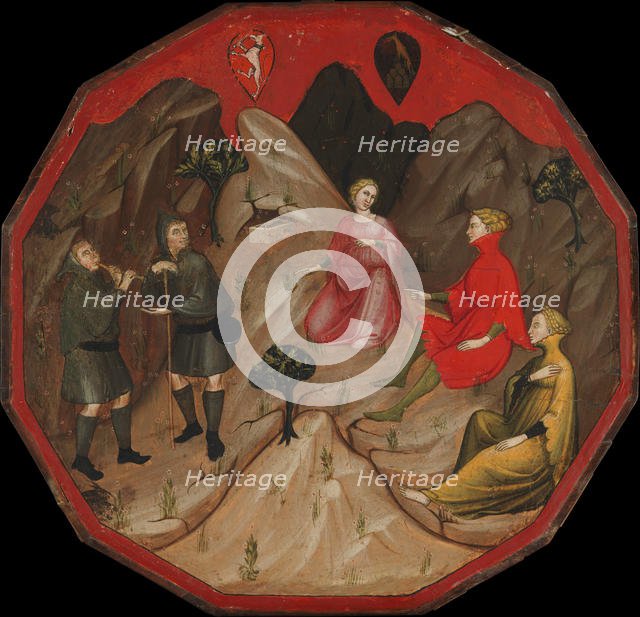 A Contest between the Shepherds Alcesto and Acaten, ca. 1410. Creator: Master of 1416 (Italian, Florentine, early 15th century).