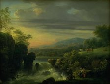 A Mountainous Landscape with a Waterfall. Sunrise, 1790. Creator: Jens Juel.