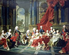 The family of Felipe V, oil painting, appear with the king, his second wife Elizabeth Farnese and…