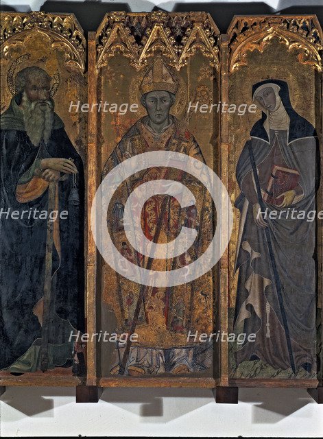 Altarpiece of Saint Nicholas, Saint Claire and Saint Anthony. Central table with the images of sa…