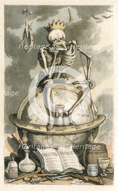 Frontispiece from The English Dance of Death, pub. 1815 (coloured engraving), 1815. Creator: Thomas Rowlandson (1756 - 1827).