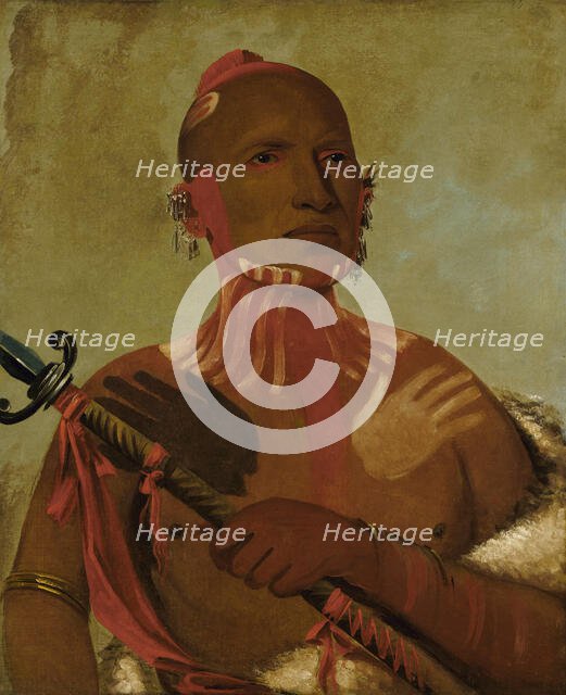 Wée-sheet, Sturgeon's Head, a Fox Warrior, 1832. Creator: George Catlin.