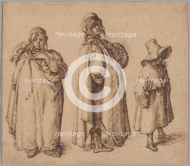 Two Studies of a Roma Woman and a Roma Boy in a Large Hat, c.1605. Creator: Jacques de Gheyn II.