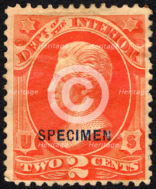 2c Andrew Jackson Interior Department special printing single, 1875. Creator: Unknown.