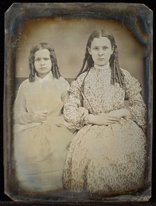 Portrait of Two Young Girls with Ringlets, about 1855. Creator: Jacob Byerly.