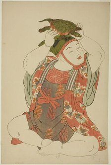 Boy as Jurojin, from an untitled series of children as the Seven Gods of Good Fortune, Japan, 1780s. Creator: Kitao Shigemasa.