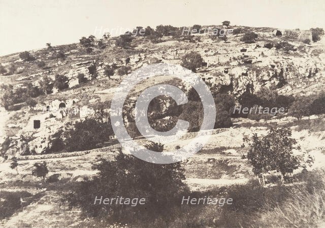 Jérusalem, Vallée de Hinnom, Ensemble du flanc droit, 1854. Creator: Auguste Salzmann.