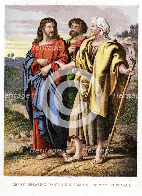 Christ appearing to the two disciples on the road to Emmaeus, c1860. Artist: Kronheim & Co