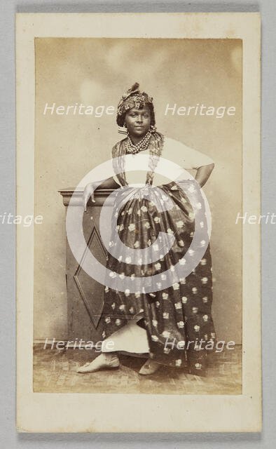 Photograph of unidentified woman wearing French Antillean dress, 1860-1880. Creator: Unknown.