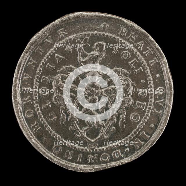 Arms and Inscription [reverse], 1592. Creator: Matthäus Carl.