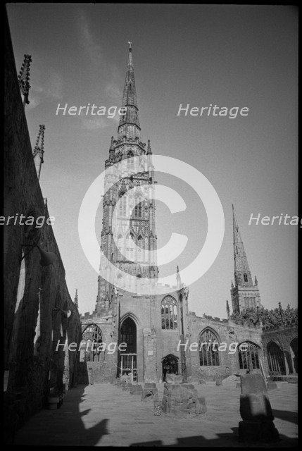 Spire of the ruined St Michael's Cathedral Church, Coventry, West Midlands, c1955-c1980. Creator: Ursula Clark.