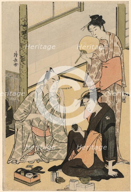 The Actor Matsumoto Koshiro IV with his family, from an untitled series of four prints..., c1783/84. Creator: Torii Kiyonaga.