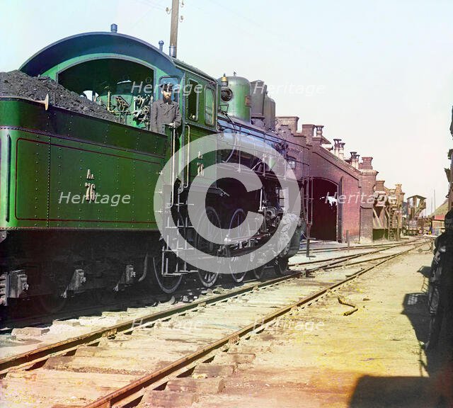 Locomotive and coal car at a railroad yard, between 1905 and 1915. Creator: Sergey Mikhaylovich Prokudin-Gorsky.