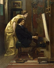 The Painter and His Model, 1855. Creator: Alfred Stevens.