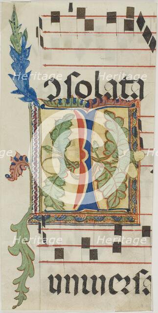 Decorated Initial "I" with Acorns and Leaves from a Choir Book, n.d., probably a modern copy. Creator: Unknown.