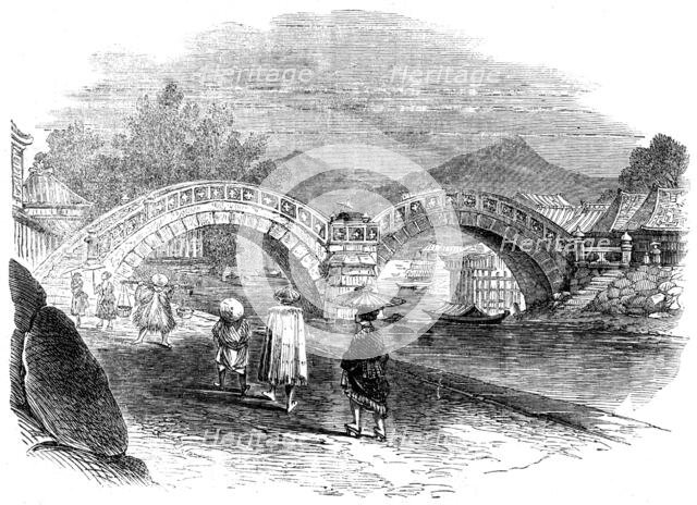 Sketches from the interior of Japan, by our special artist: Stone Bridge at Isahaia, 1861. Creator: Unknown.
