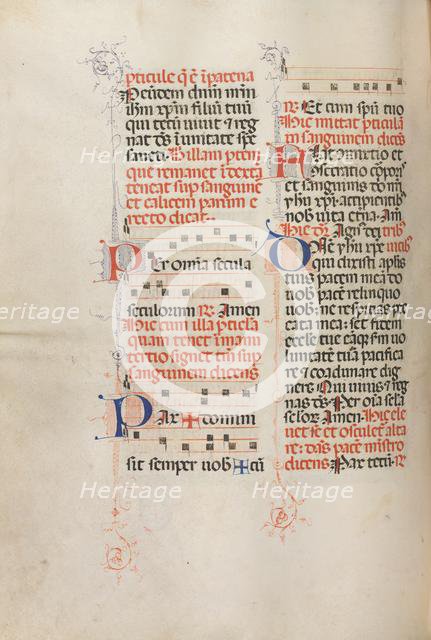 Missale: Fol. 190v: Music for various prayers, 1469. Creator: Bartolommeo Caporali (Italian, c. 1420-1503).