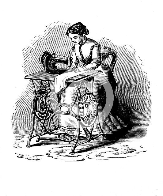 Sewing machine by Isaac Merritt Singer, 1880. Artist: Unknown