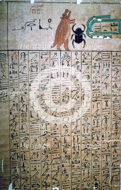 Egyptian hieroglyphs from a Book of the Dead. Artist: Unknown