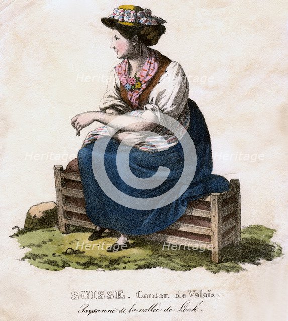Swiss woman, c1825.Artist: Edouard Pingret