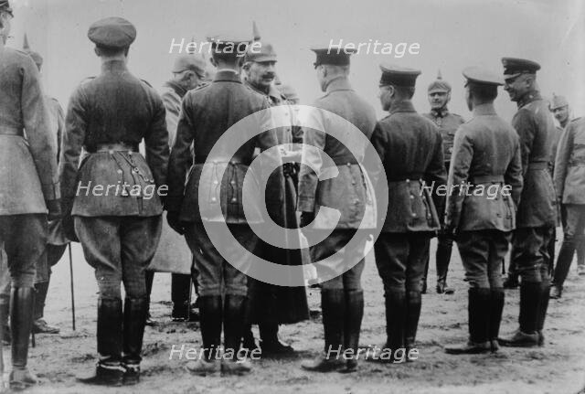 Kaiser giving iron cross to aviators, between 1914 and c1915. Creator: Bain News Service.