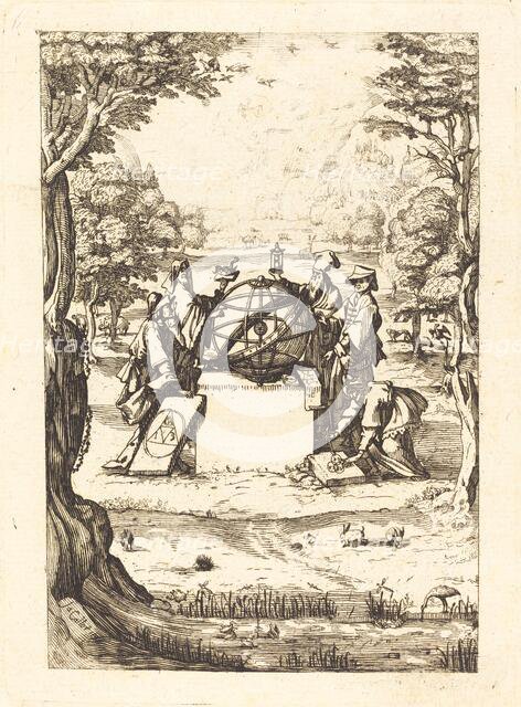 Frontispiece for the Sacred Cosmologia (Title with Astrologers). Creator: Unknown.