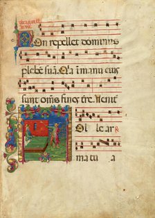 Initial T: Isaac and Esau, about 1455-1461. Creator: Franco dei Russi.