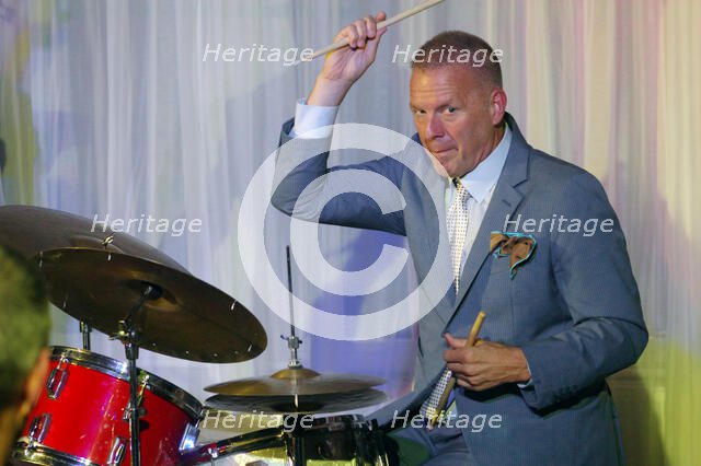 Joe Farnsworth, Joe Farnsworth-Sara Hanahan Quartet, Watermill Jazz Club, Dorking, Surrey, 2024. Creator: Brian O'Connor.