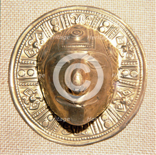 Gold Mask from Columbia, Pre-Columbian South America. Artist: Unknown.