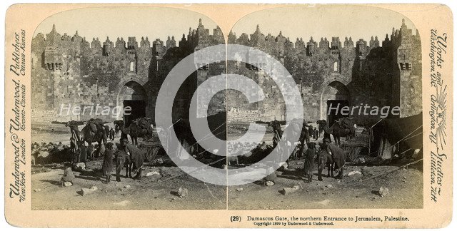 The Damascus gate, the nothern entrance to Jerusalem, Palestine, 1899.Artist: Underwood & Underwood