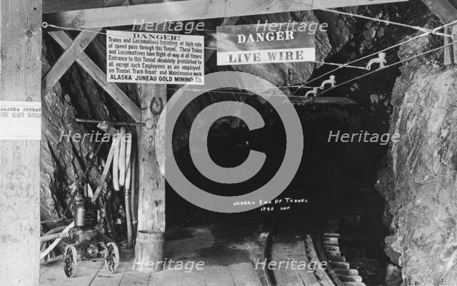 Tunnel at Juneau Mine, between c1900 and c1930. Creator: Unknown.