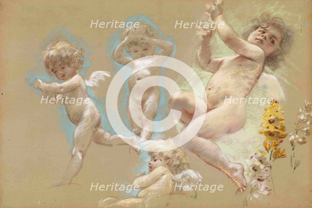 Putti. Interior Décor of the Baron von Dervis Mansion in Petersburg. Artist: Makovsky, Konstantin Yegorovich (1839-1915)