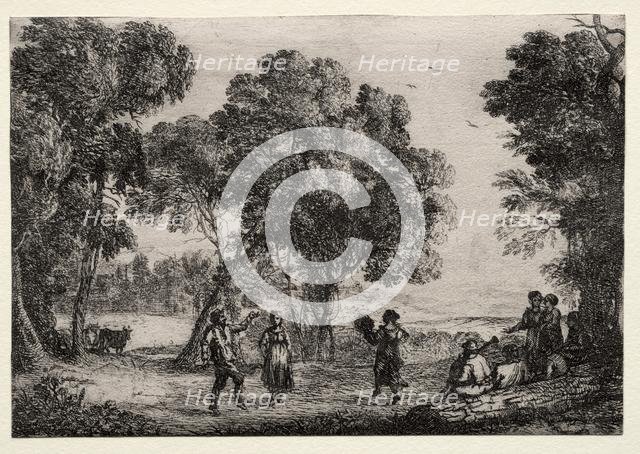 Landscape with a Country Dance (Small Plate), c. 1637. Creator: Claude Lorrain (French, 1604-1682).
