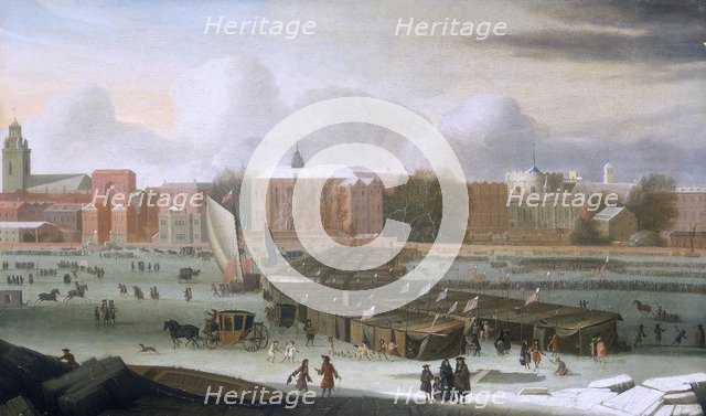 'A Frost Fair on the Thames at Temple Stairs', c1684.  Artist: Abraham Hondius