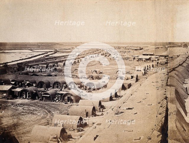 Taku, China: South Taku Fort encampment during the Second China War, 1859. Creator: Felice Beato.