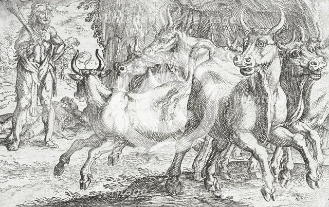 Hercules and the Oxen of Geryones, 1608. Creators: Antonio Tempesta, Nicolaus van Aelst.