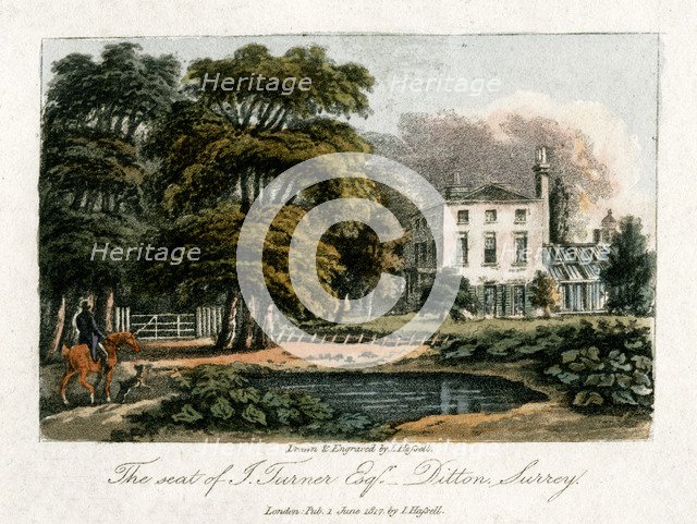 JMW Turner's house, Thames Ditton, Surrey, 1817.Artist: I Hassell
