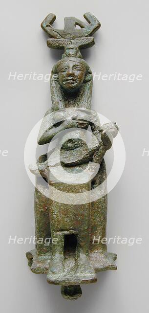 Isis Wearing a Barque Headress Suckling Her Son Horus, Late Period-Ptolemaic Period... Creator: Unknown.